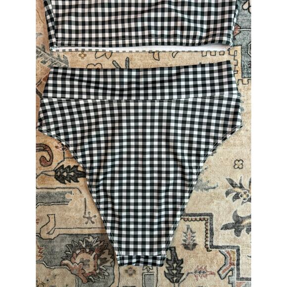 Reformation Two Piece Gingham Bikini Set Black and White Swim Suit Beach Vacay - Picture 4 of 14